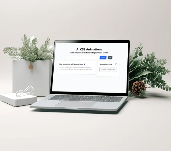 Screenshot of AI CSS Animations platform showcasing the user interface for generating and customizing CSS animations using AI technology.