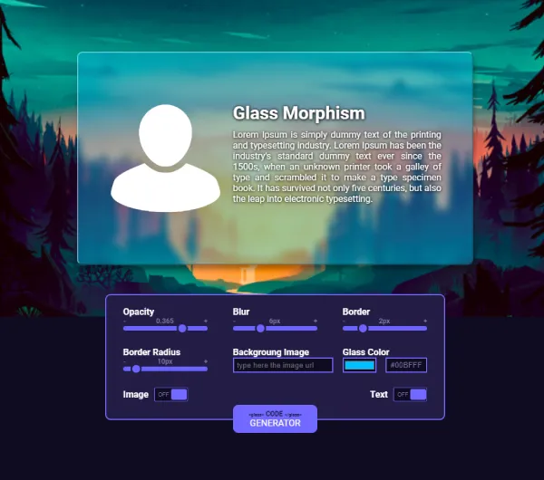 Glass Morphism Generator