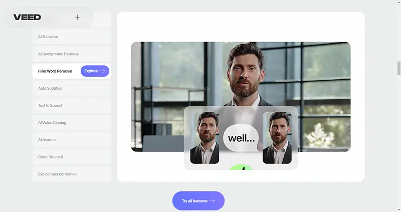 VEED AI video tool interface showcasing text-to-video generation capabilities