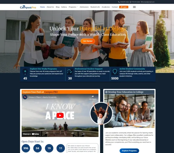 DD CampusPro 133 – Joomla template for universities and educational platforms